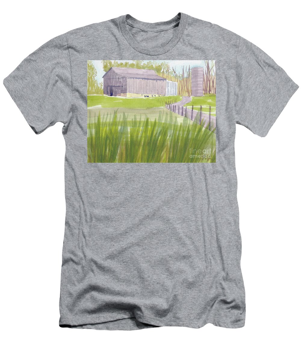 Barn T-Shirt featuring the painting Barn at 3171 Davidsonville Rd by Mike Robinson