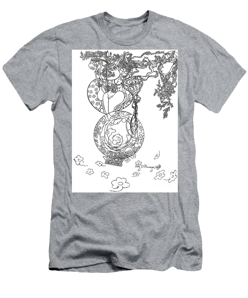 T-Shirt featuring the drawing Untitled #33 by Judy Henninger