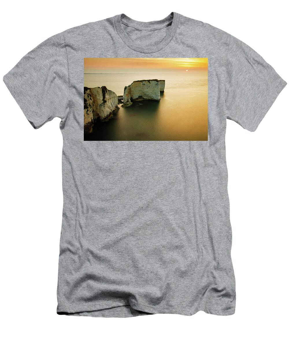 Old Harry T-Shirt featuring the photograph Sunrise Old Harry Rocks #4 by Ian Middleton
