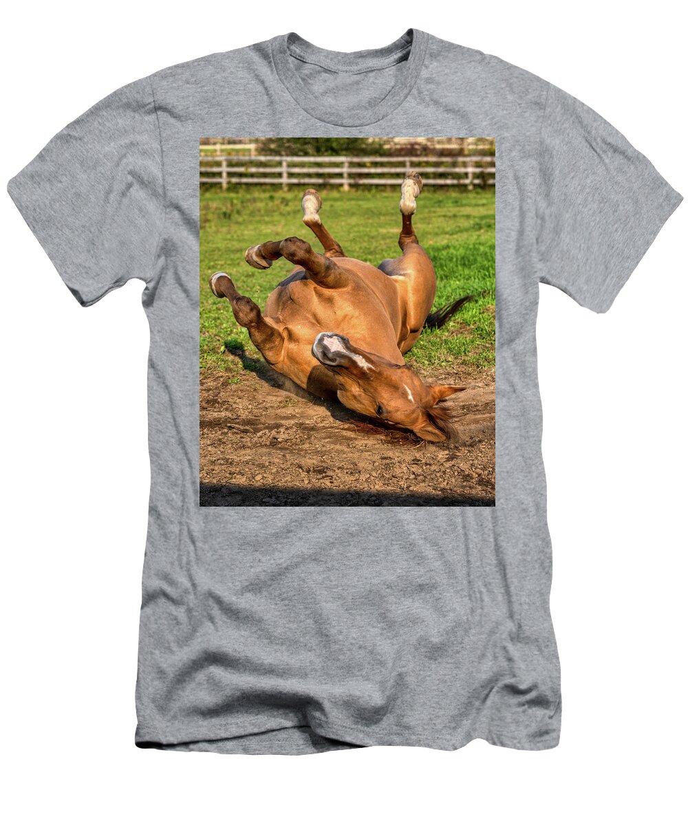 Airey T-Shirt featuring the photograph Autumn Horses of Uxbridge #6 by Dee Potter