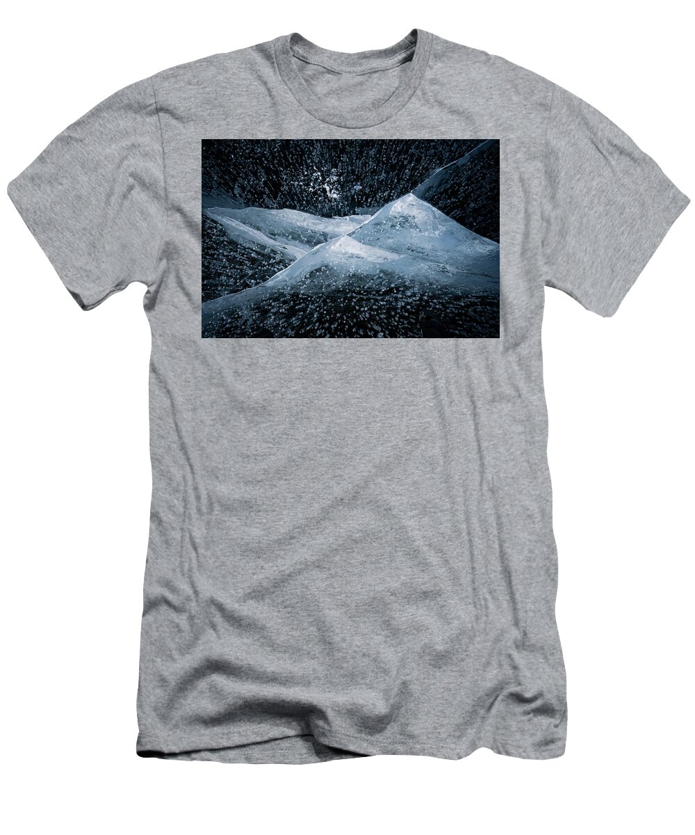 Fog T-Shirt featuring the photograph Texture Of Frozen Lake by Julieta Belmont