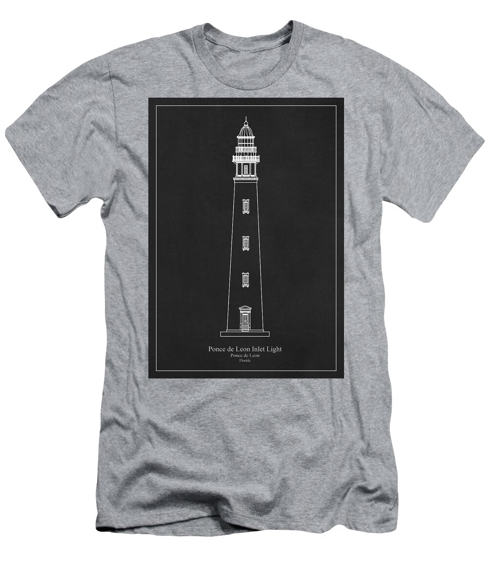 Ponce De Leon T-Shirt featuring the photograph Ponce de Leon Inlet Lighthouse - Florida - Drawing #9 by SP JE Art