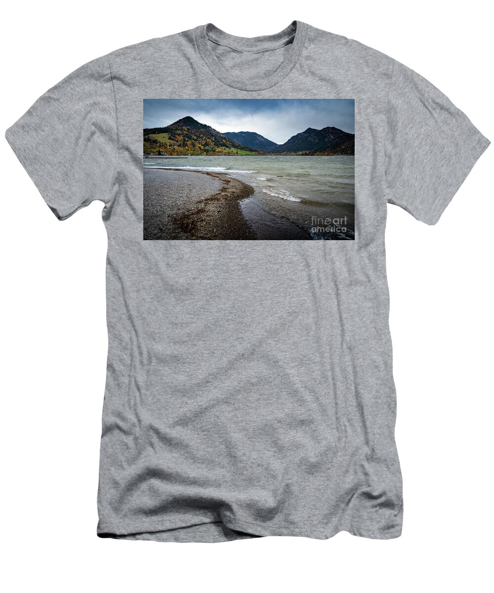 Schliersee T-Shirt featuring the photograph A autumn day at the lake by Hannes Cmarits