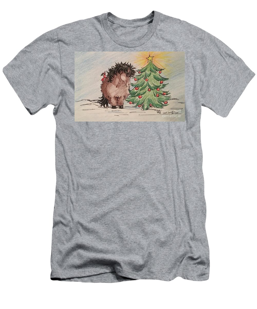 Christmas T-Shirt featuring the drawing A Christmas Pony for My Mom by Sheri Lauren