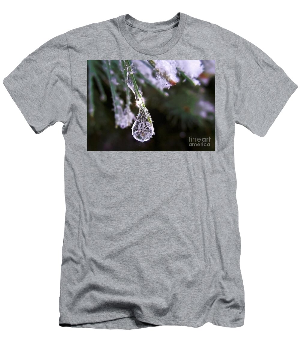 Winter T-Shirt featuring the photograph A Drop In The Ice Bucket by Lori Lafargue