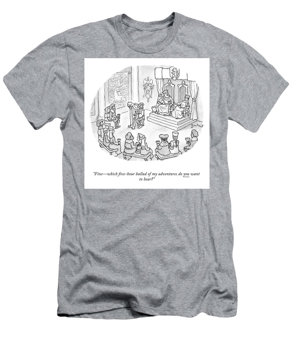 finewhich Five-hour Ballad Of My Adventures Do You Want To Hear? T-Shirt featuring the drawing A Five Hour Ballad of My Adventures by David Borchart