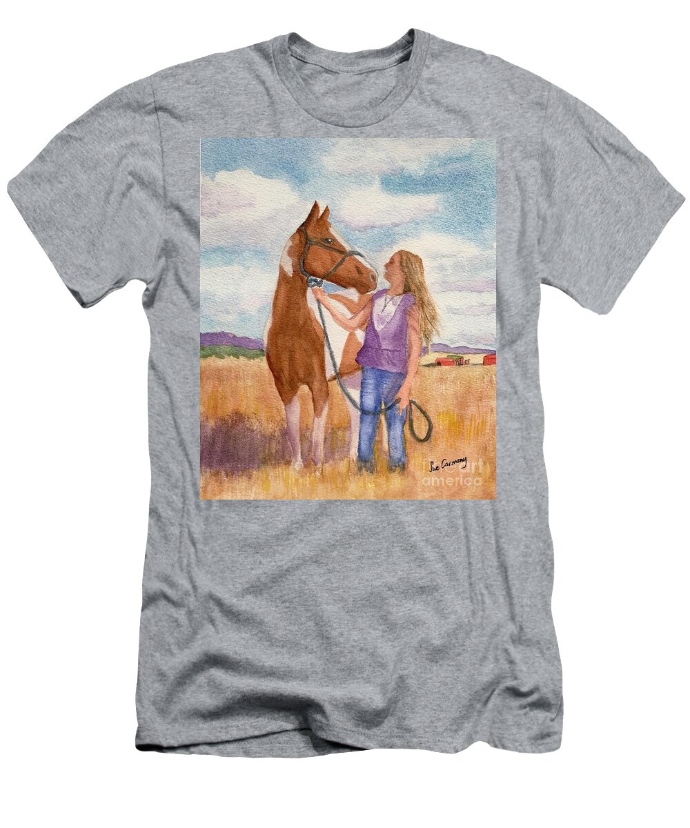 Girl T-Shirt featuring the painting A Girl's Best Friend by Sue Carmony