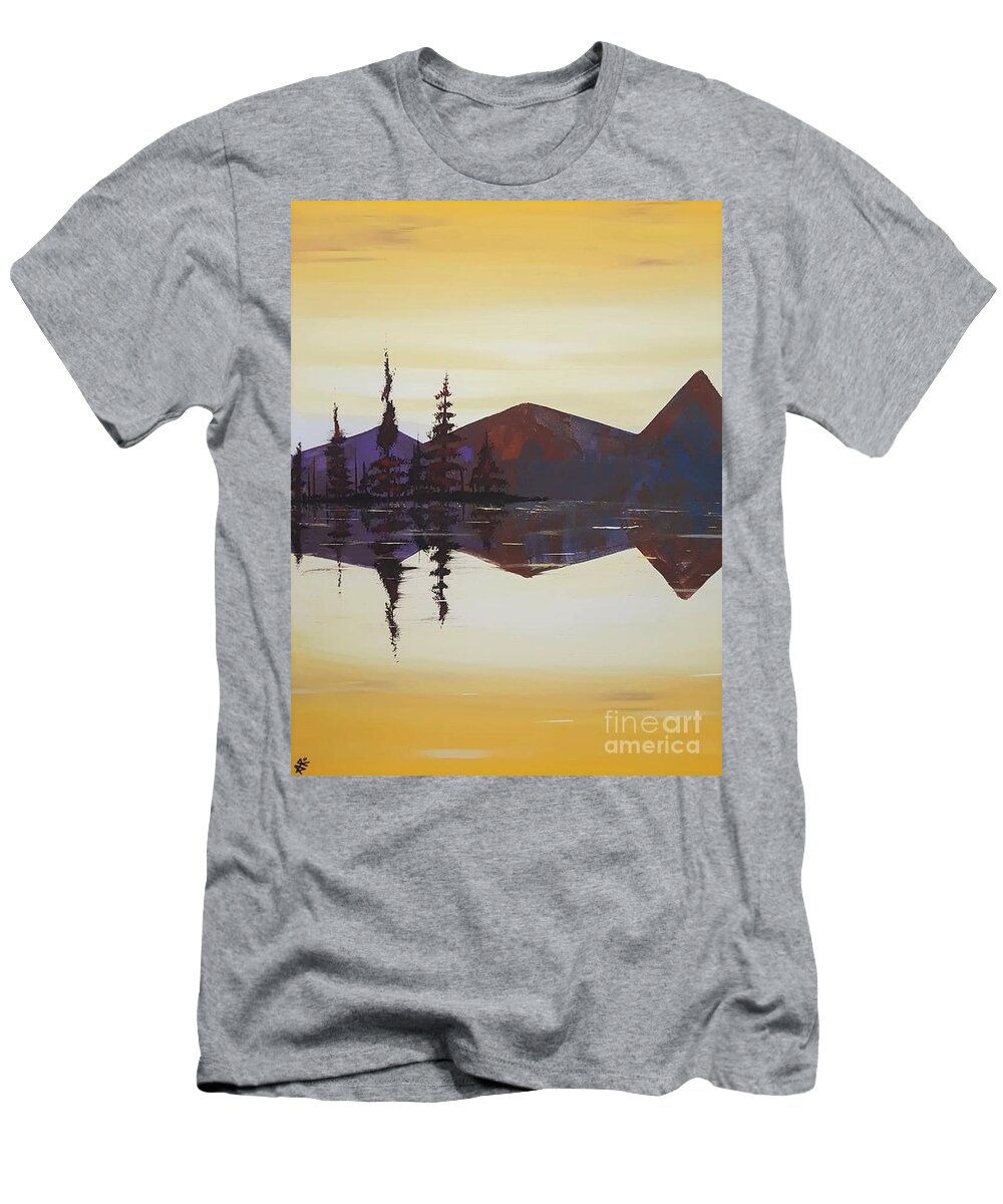 Mountains T-Shirt featuring the painting A Northern Reflection by April Reilly