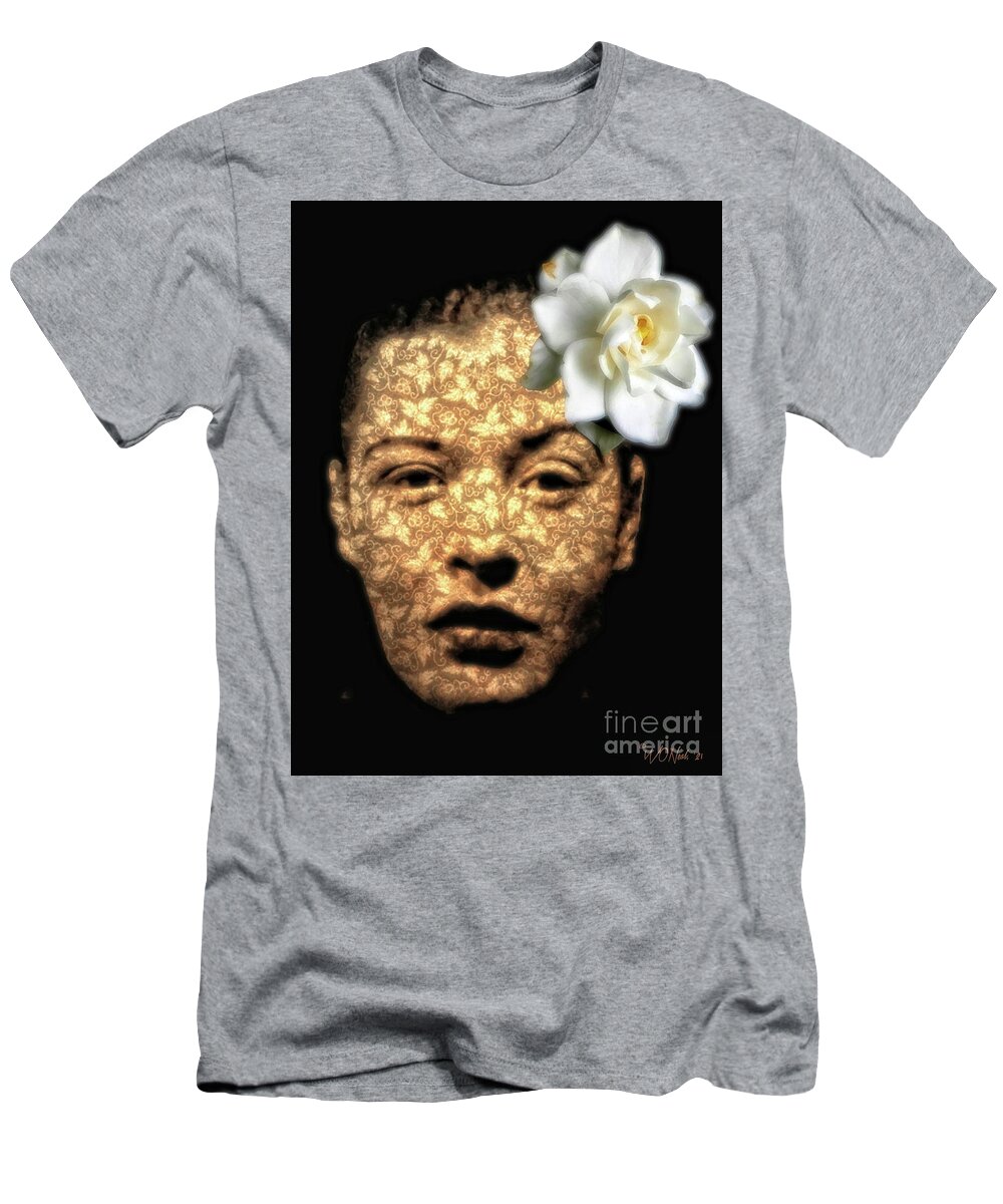 Faces T-Shirt featuring the digital art A Portrait of Billy Holiday by Walter Neal