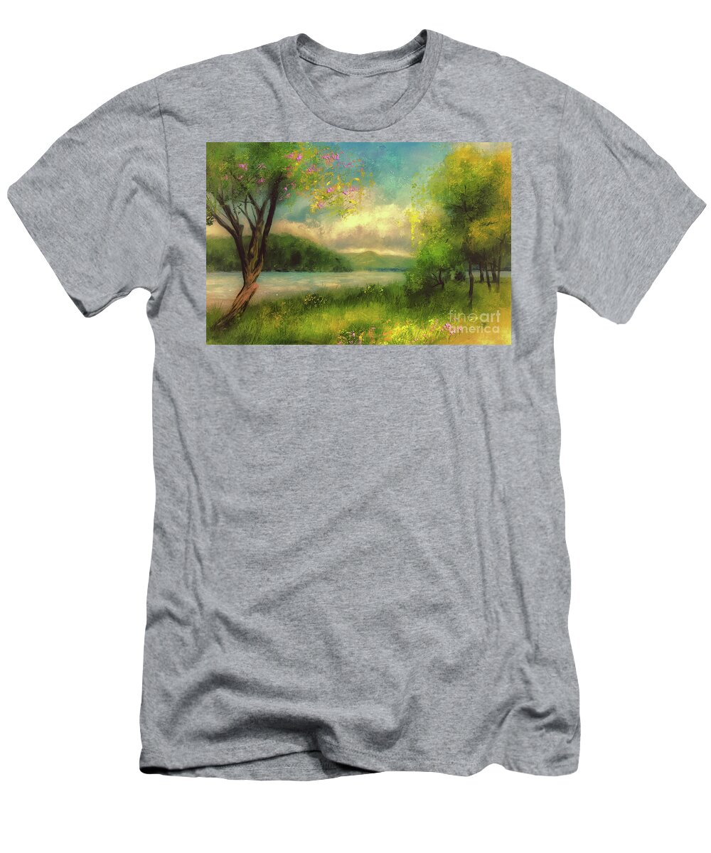 Spring T-Shirt featuring the digital art A Soft Spring Day by Lois Bryan