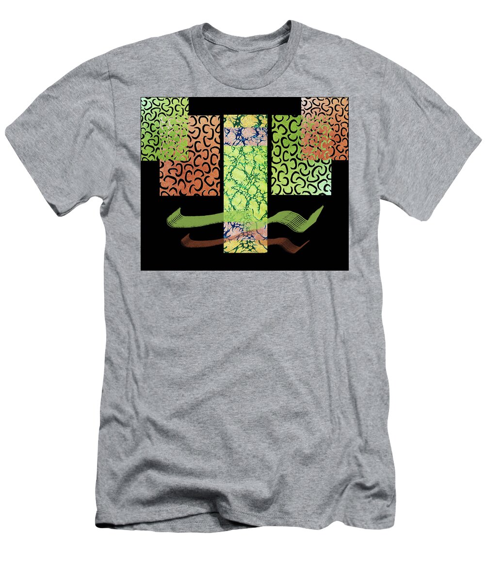 Stencil Abstract T-Shirt featuring the mixed media Abstract August 17 2022 by Lorena Cassady
