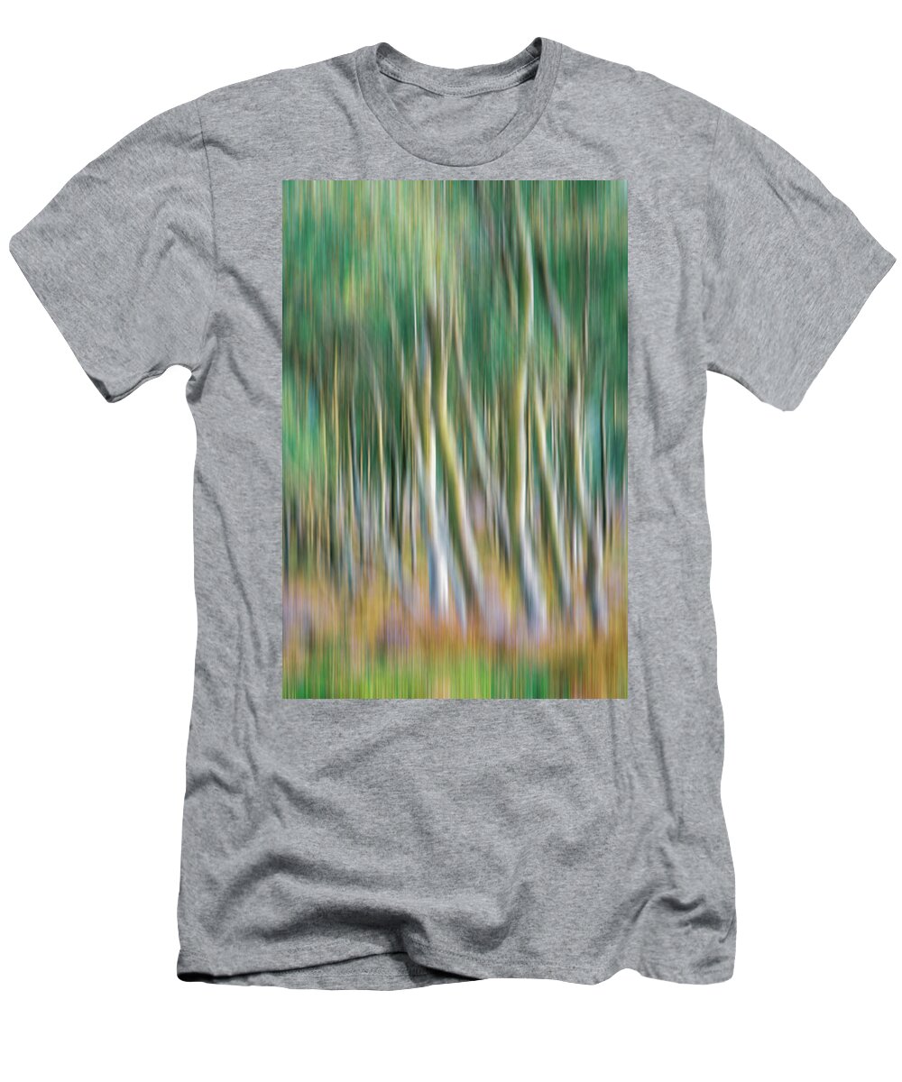 Abstract T-Shirt featuring the photograph Abstract interpretation of Silver Birch trees by Sue Leonard