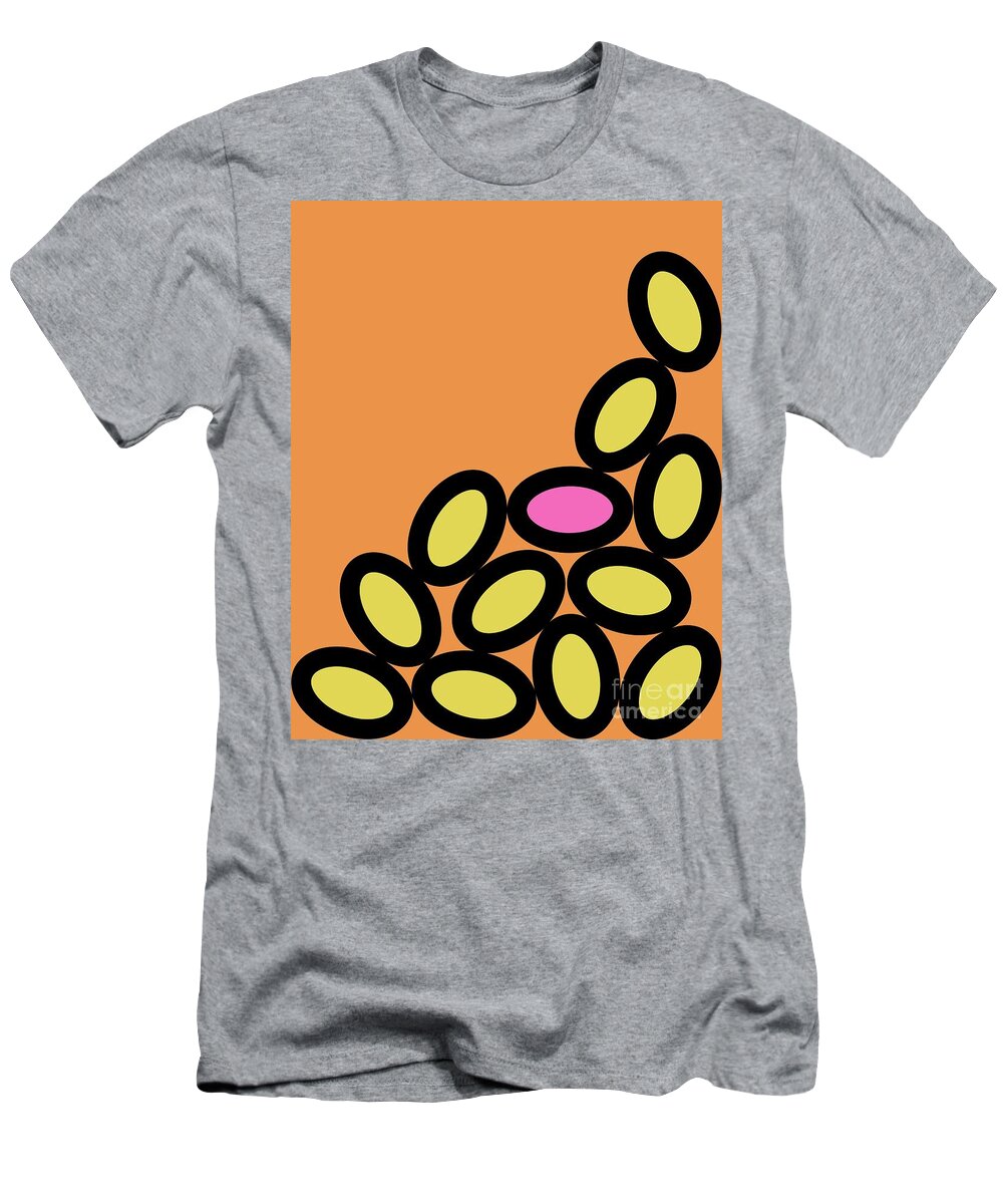 Abstract T-Shirt featuring the digital art Abstract Ovals on Orange by Donna Mibus