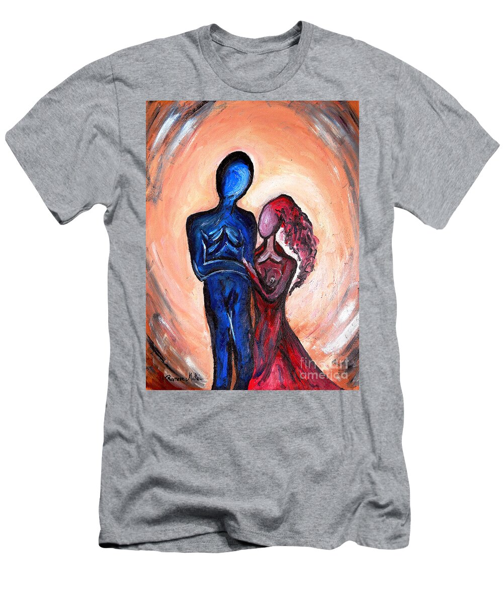 Abstract T-Shirt featuring the painting Abstract Romance by Ramona Matei