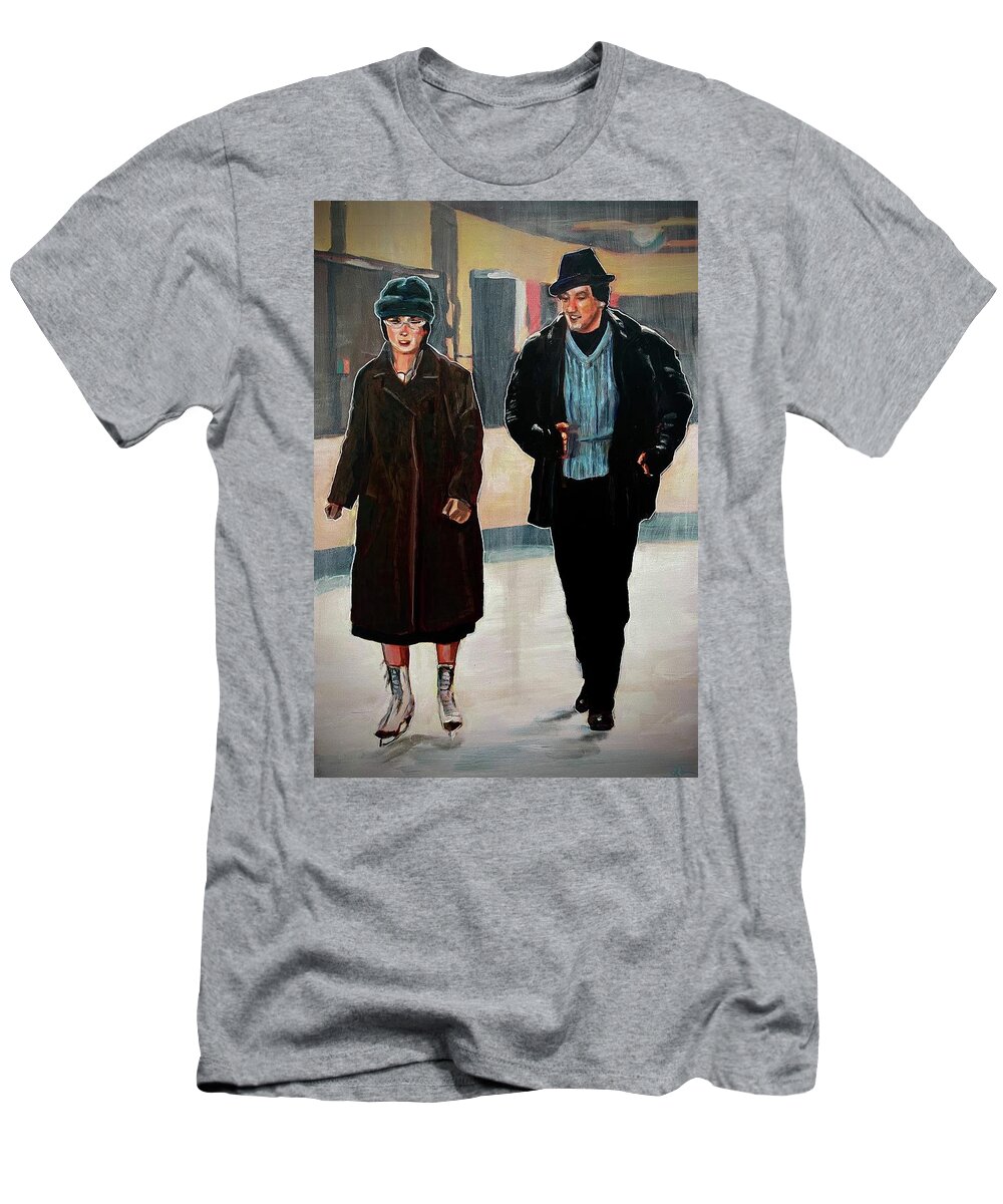 Rocky T-Shirt featuring the painting Adrian and Rocky by Joel Tesch