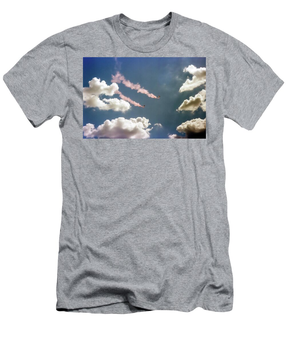 Sky Divers T-Shirt featuring the photograph Aerials by Jim Mathis
