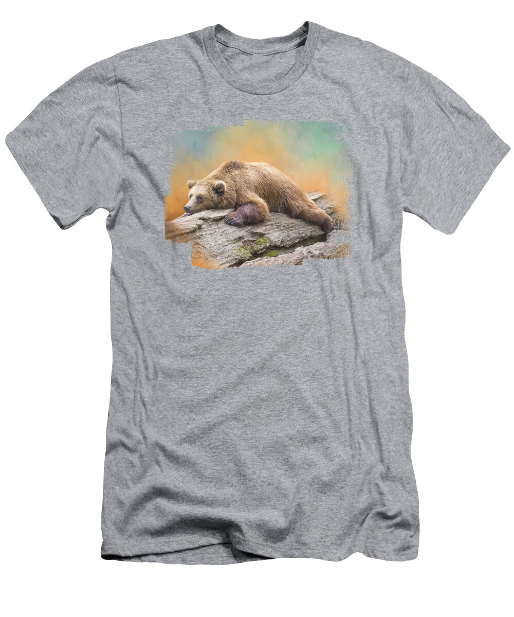 Grizzly Bear T-Shirt featuring the photograph Afternoon Grizzly Bear Bliss by Elisabeth Lucas