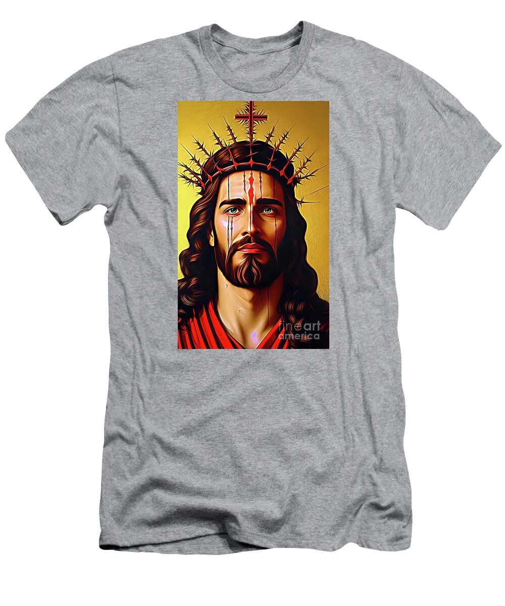 AI Art Jesus Wearing a Crown of Thorns Abstract Expressionism T-Shirt ...