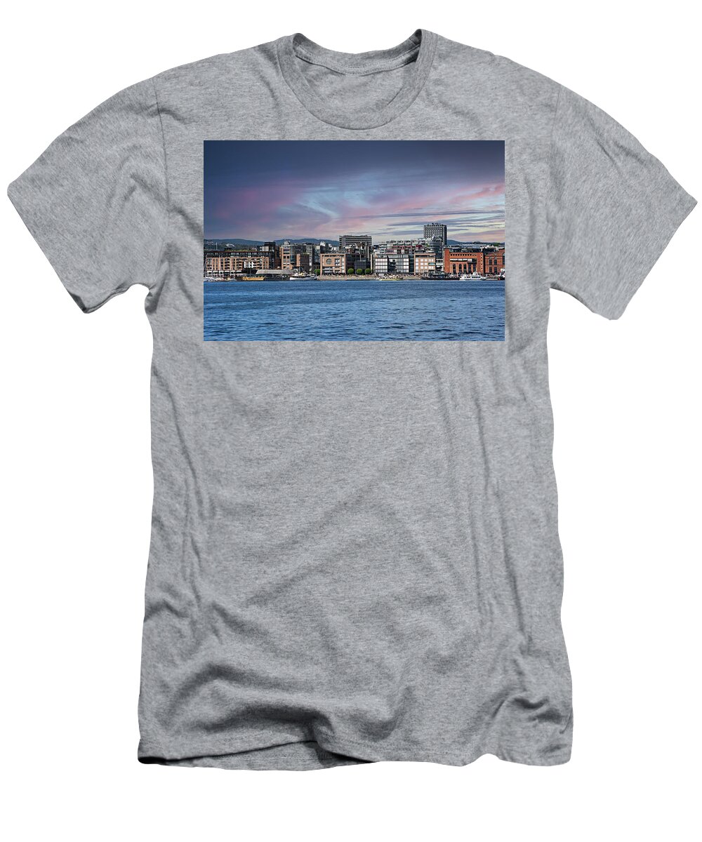Oslo T-Shirt featuring the photograph Akerbrygge district of Oslo. by Bernhard Schaffer