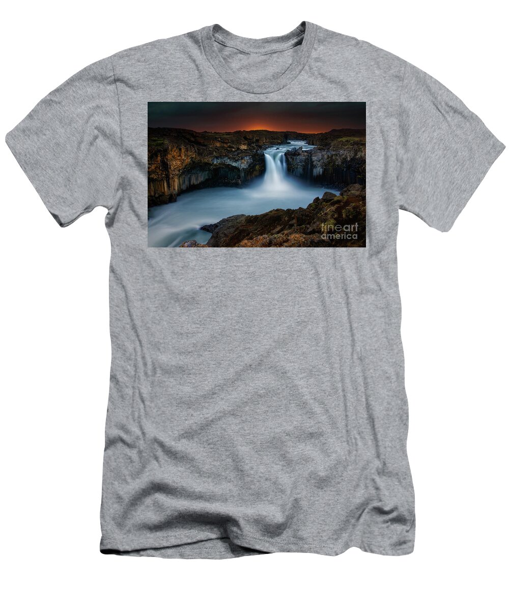 Waterfall T-Shirt featuring the photograph Aldeyjarfoss Color by Doug Sturgess