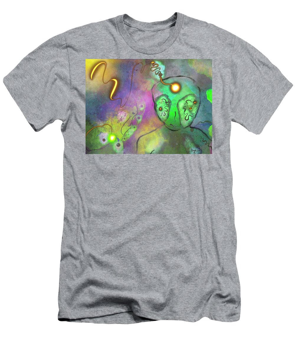 Alien. Draya Love T-Shirt featuring the digital art Alien friends by Andrea Crawford