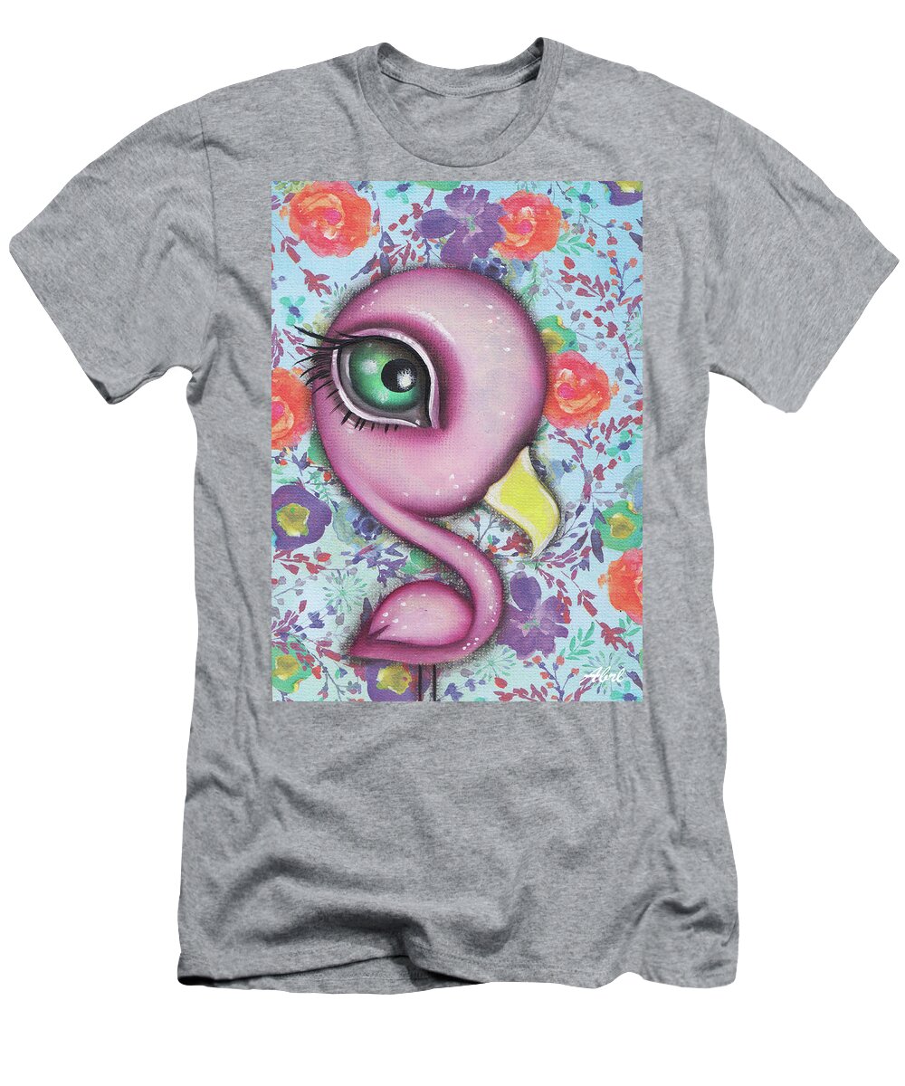 Flamingo T-Shirt featuring the painting Allana by Abril Andrade
