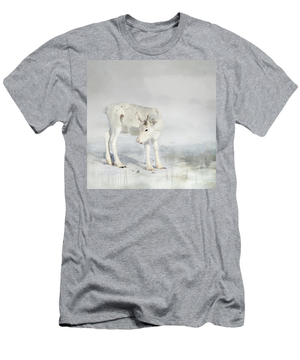 Reindeer T-Shirt featuring the photograph Alone in the Arctic Wilderness by Eva Lechner