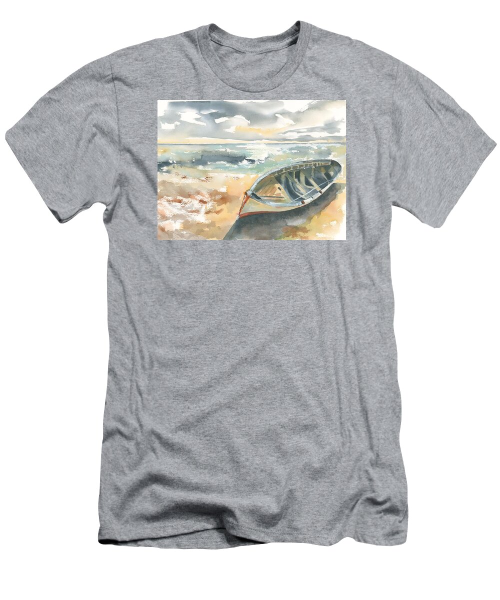 Seascap T-Shirt featuring the painting Along the Beach by Hiroko Stumpf