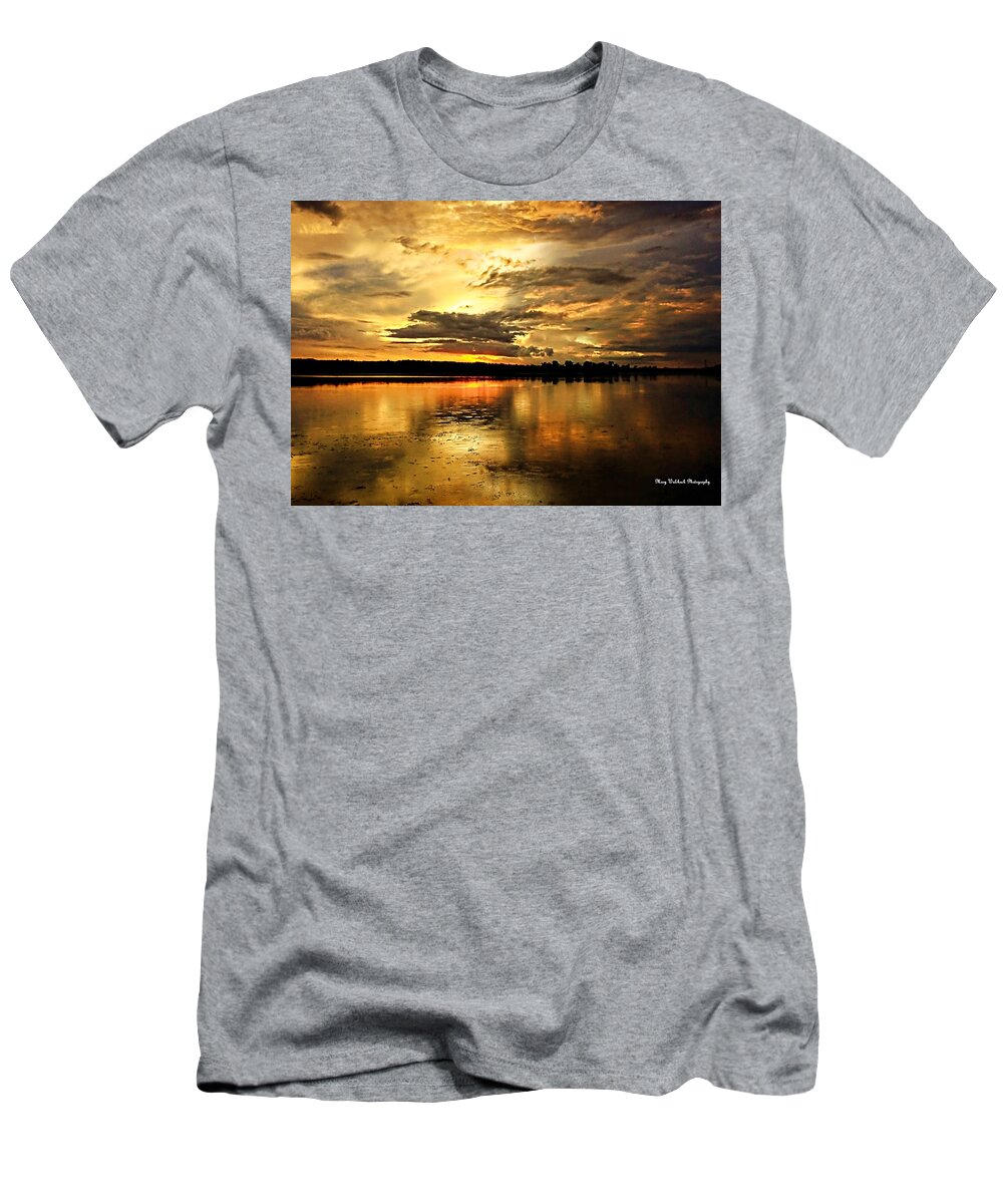 Sunset T-Shirt featuring the photograph Amber Sunset by Mary Walchuck