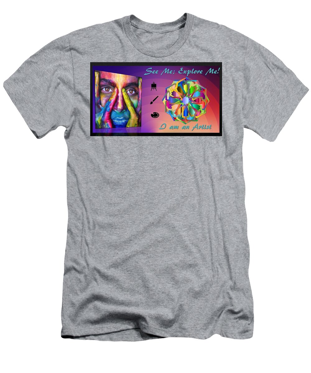 Art T-Shirt featuring the mixed media An Artist in Many Colors by Nancy Ayanna Wyatt