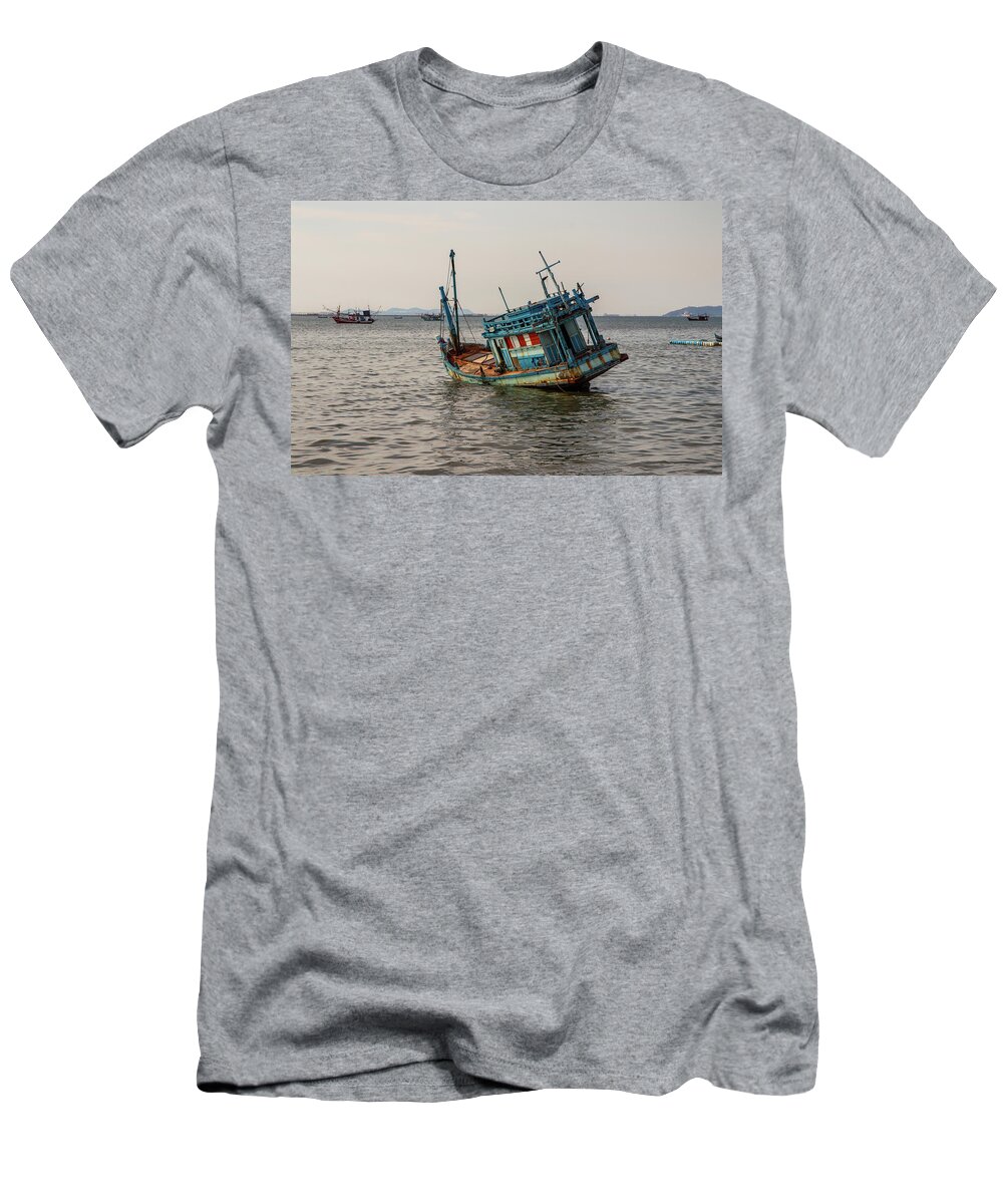 an old fishing boat at the Sea T-Shirt