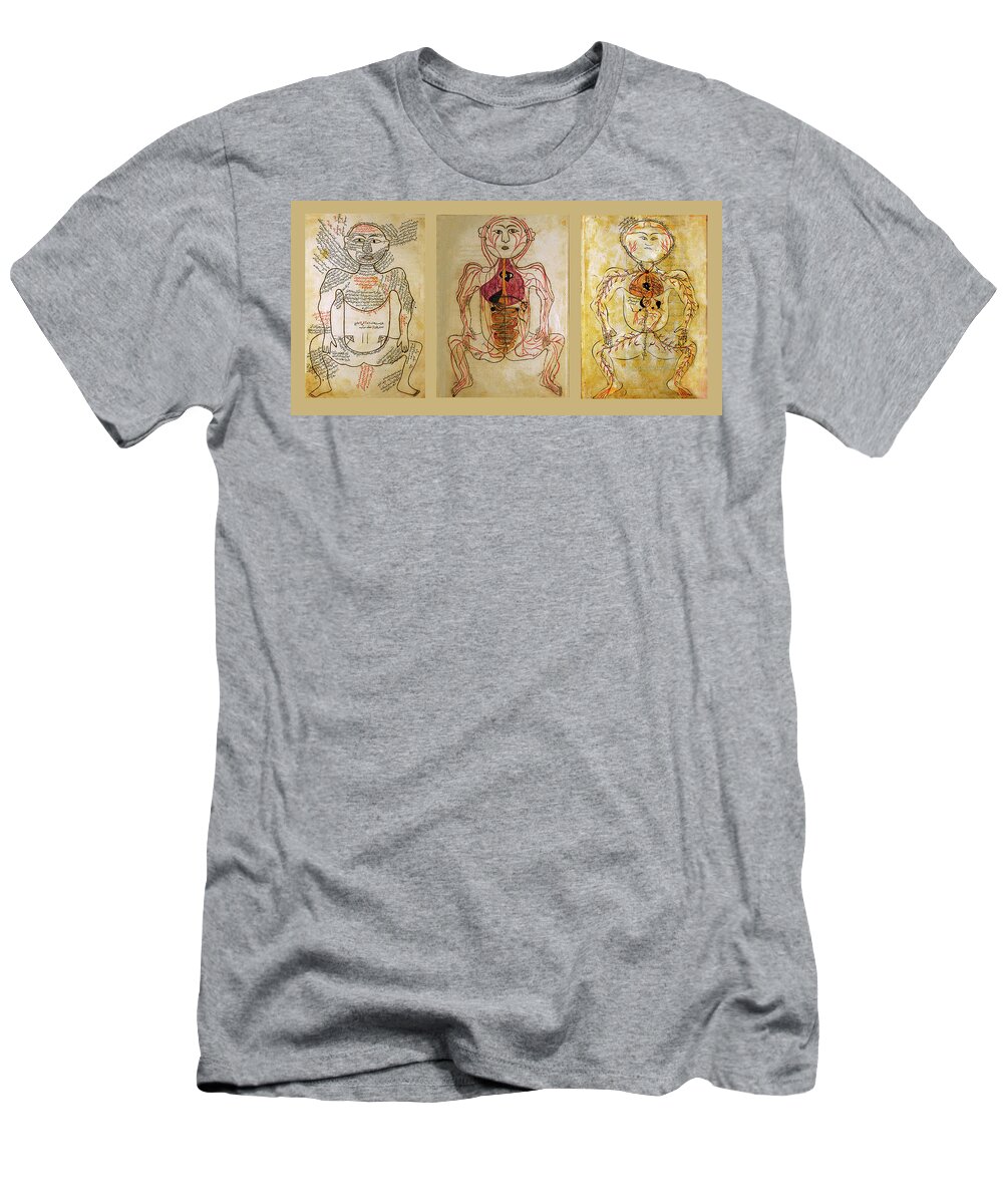 Digital Collage T-Shirt featuring the drawing Ancient Arab Anatomical Drawings by Lorena Cassady