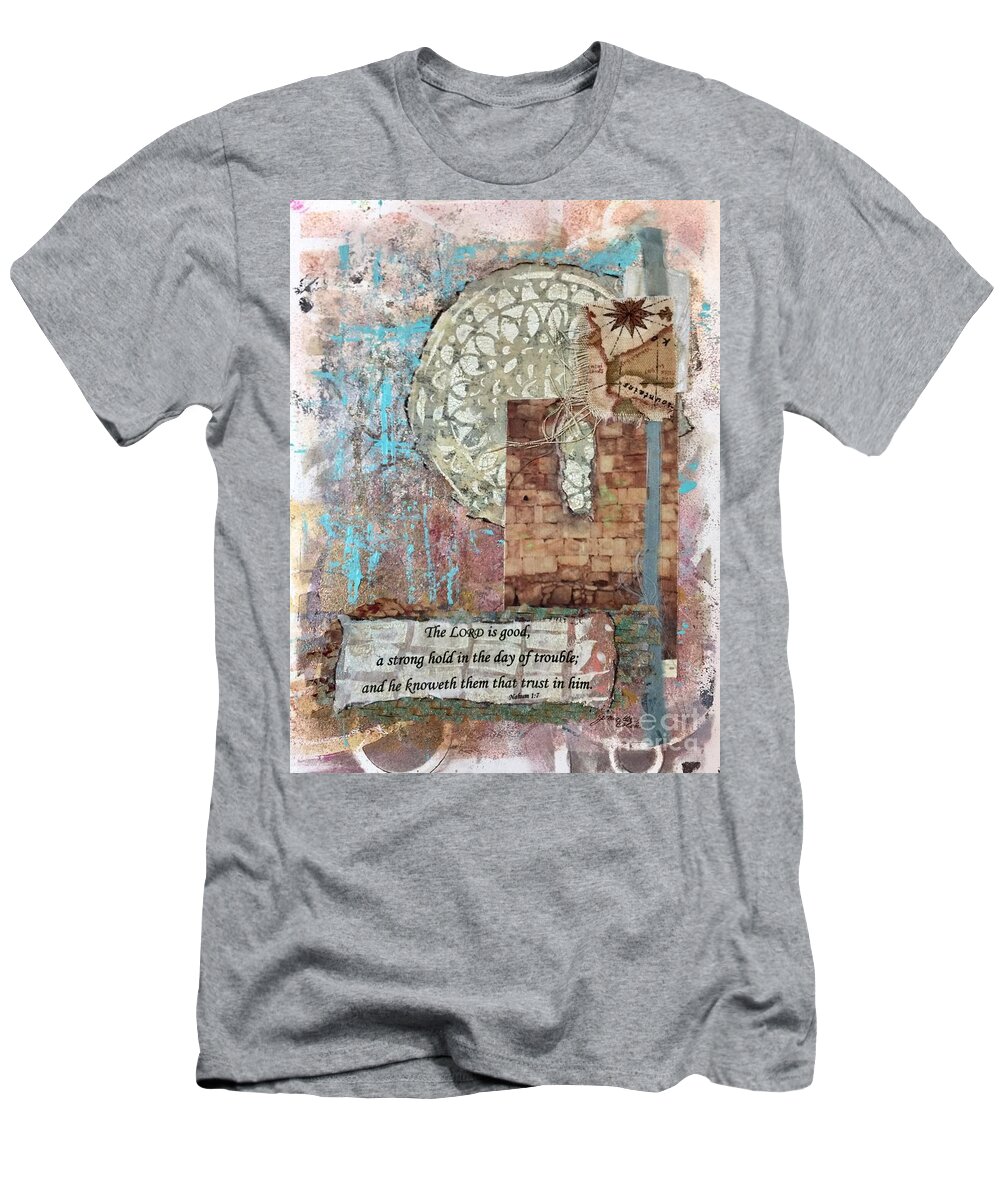 Ancient Document T-Shirt featuring the mixed media Ancient Docs windo Nahum 1 by Janis Lee Colon