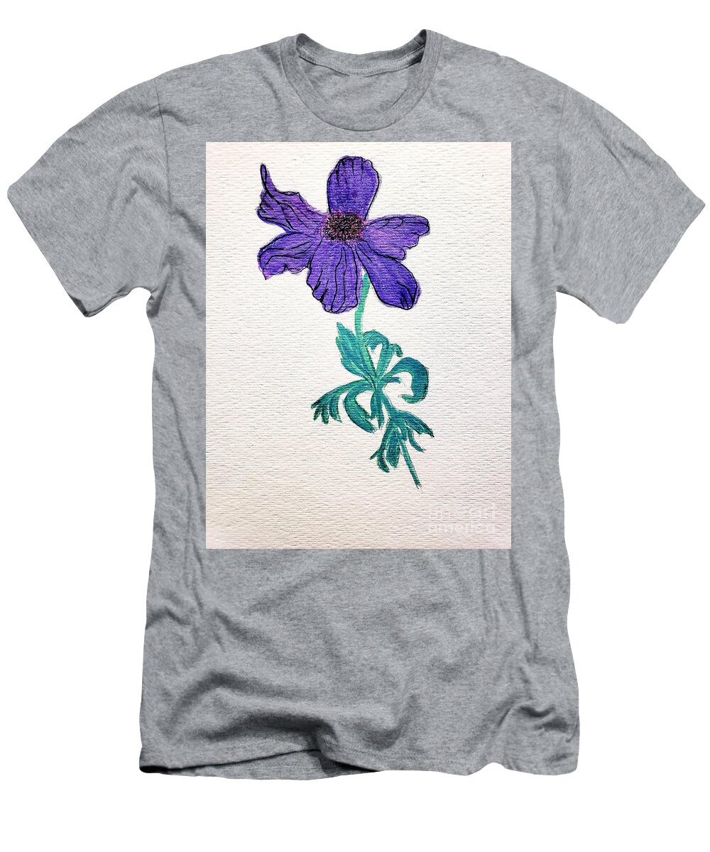 Purple Flower T-Shirt featuring the painting Anemones Coronaria by Margaret Welsh Willowsilk