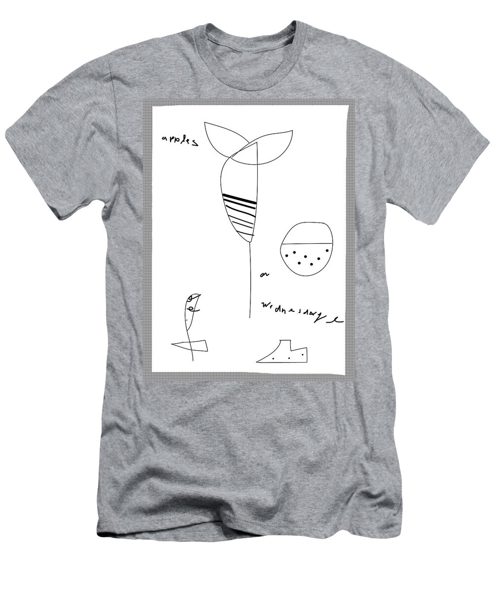 Line Drawing T-Shirt featuring the drawing Apples On Wednesday by Ashley Rice