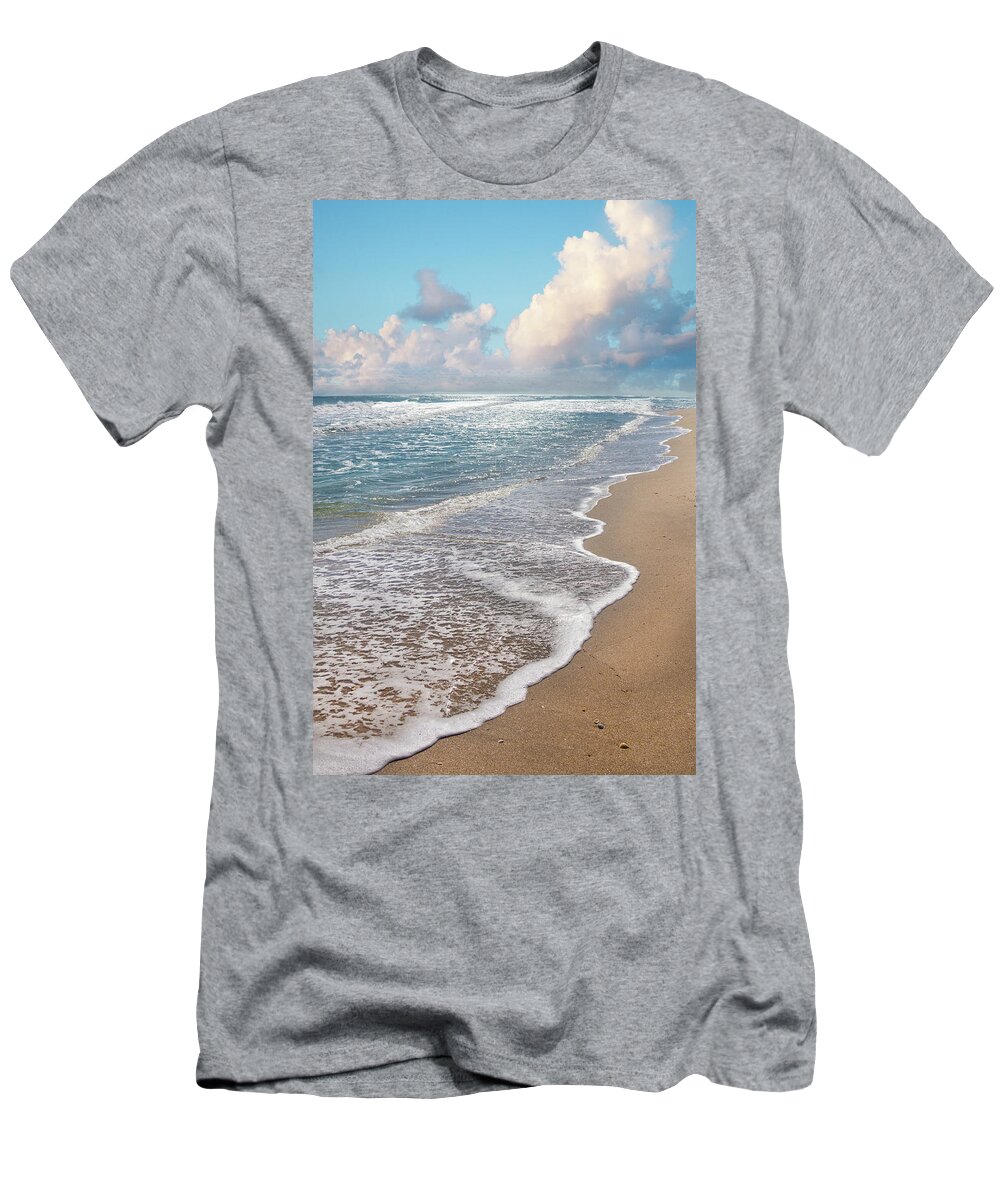 Clouds T-Shirt featuring the photograph Aqua Blue and Lacy White II by Debra and Dave Vanderlaan