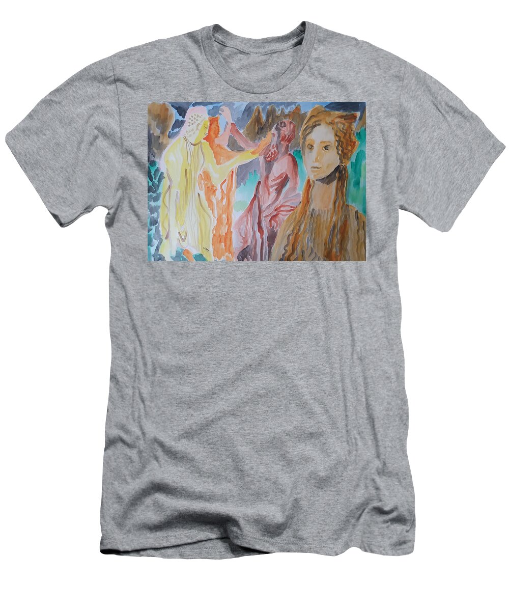 Sculpture T-Shirt featuring the painting Archcaic Hellenistic Beauty by Enrico Garff