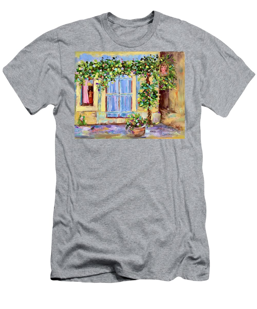 French Town T-Shirt featuring the painting Around the Corner by Patsy Walton