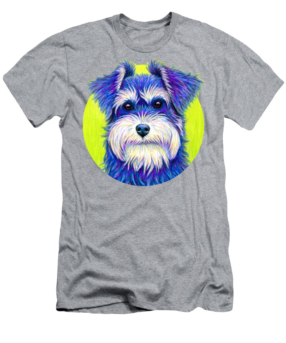 Miniature Schnauzer T-Shirt featuring the drawing Colorful Miniature Schnauzer Dog by Rebecca Wang