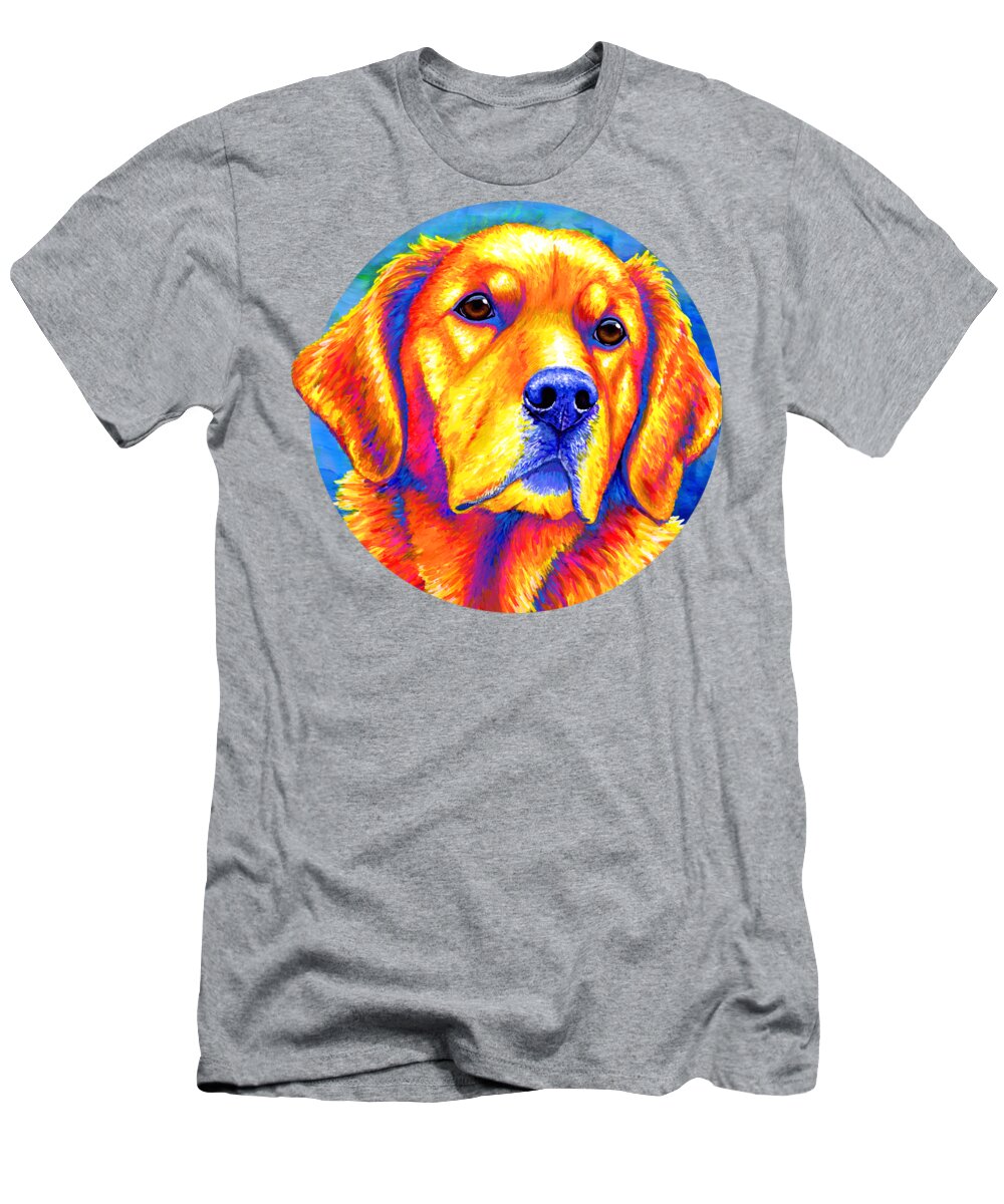 Golden Retriever T-Shirt featuring the painting Faithful Friend - Colorful Golden Retriever Dog by Rebecca Wang