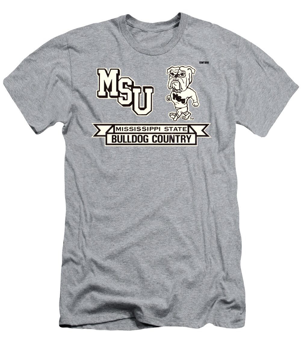 Mississippi T-Shirt featuring the mixed media Retro MSU Bulldog Art by Row One Brand