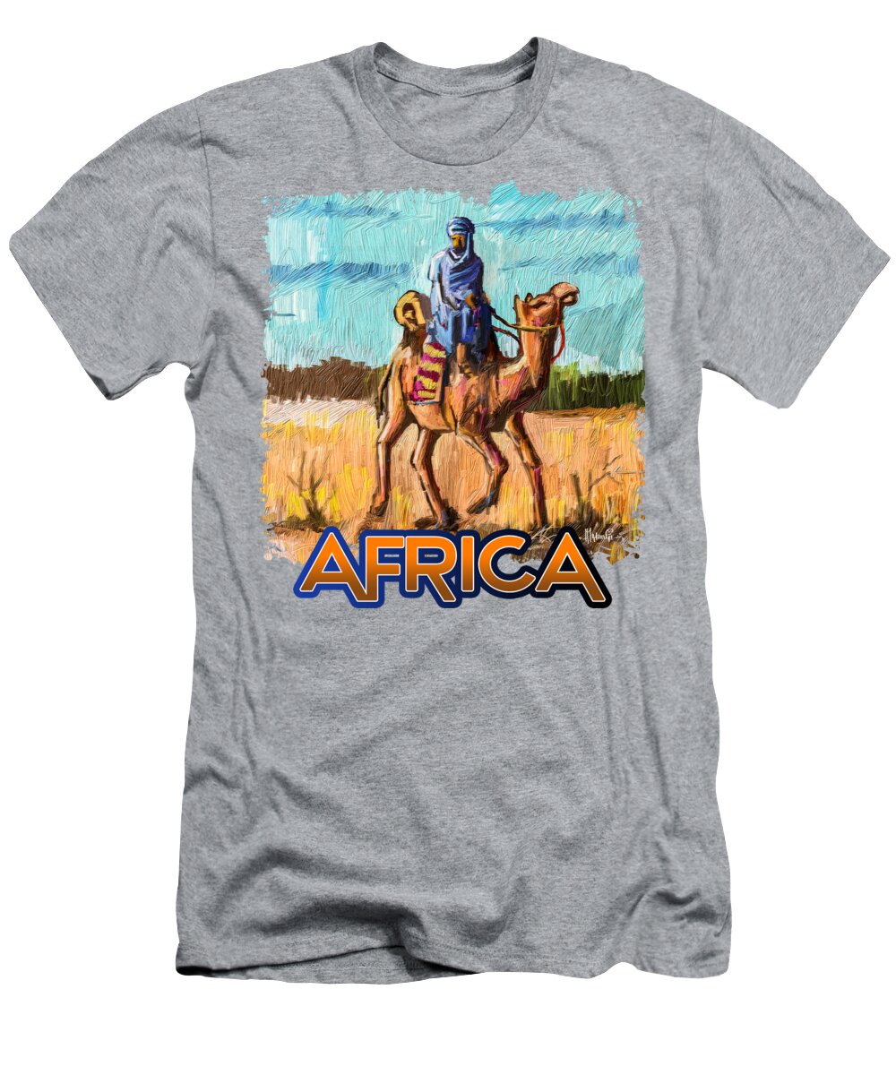 Morocco T-Shirt featuring the painting Camel Rider by Anthony Mwangi