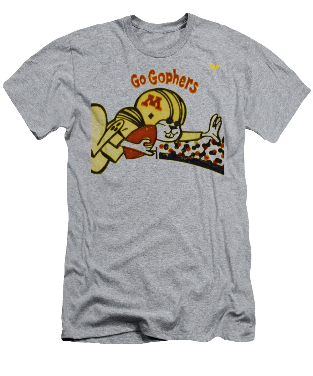 College Football T-Shirt featuring the mixed media 1973 Purdue Boilermakers vs. Minnesota Golden Gophers by Row One Brand