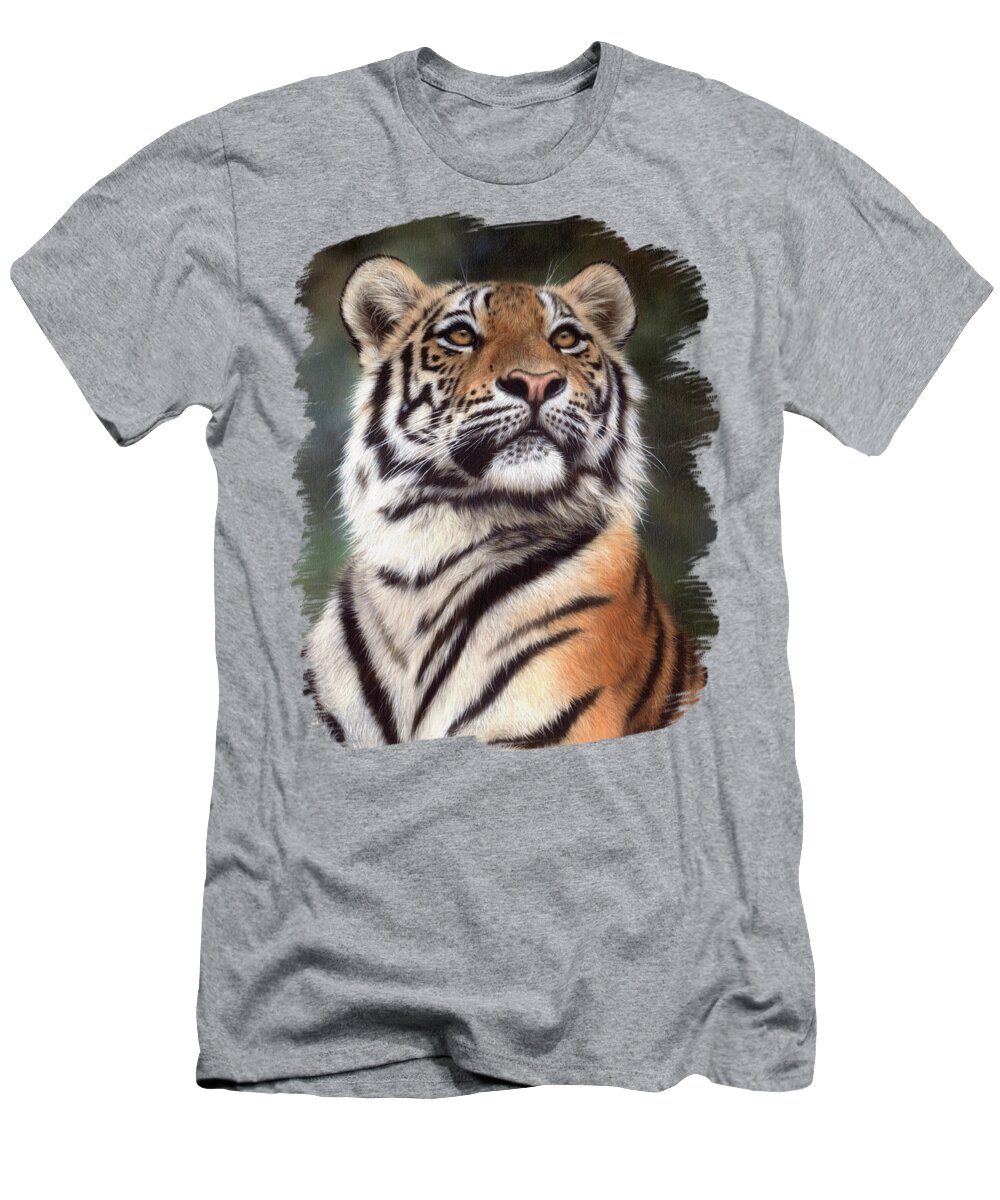 Tiger T-Shirt featuring the painting Tiger Painting by Rachel Stribbling