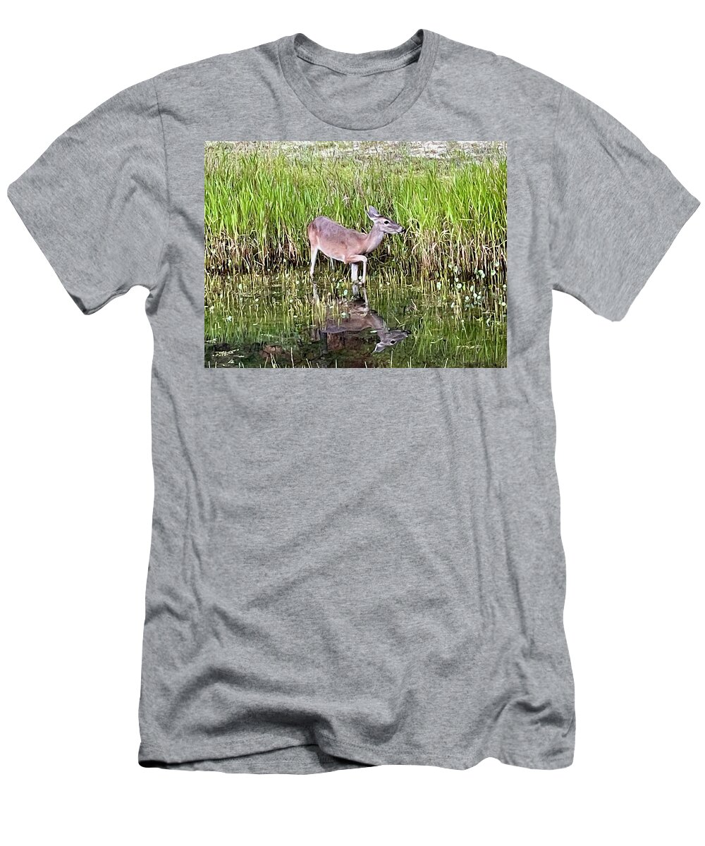 Deer T-Shirt featuring the photograph As the Deer Pants for the Water by Norma Hancock