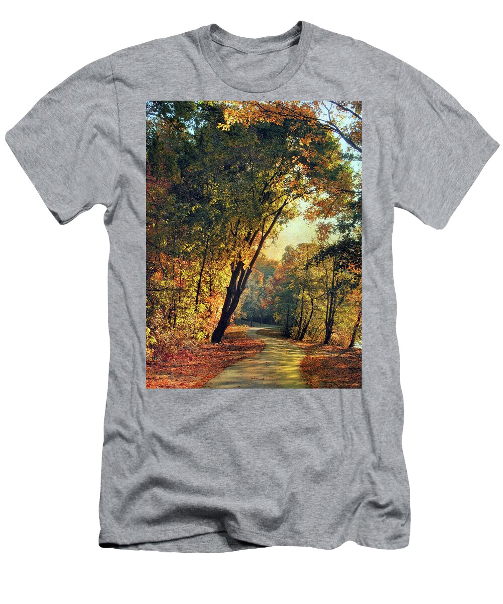 Autumn T-Shirt featuring the photograph The Winding Path Through Autumn by Jessica Jenney