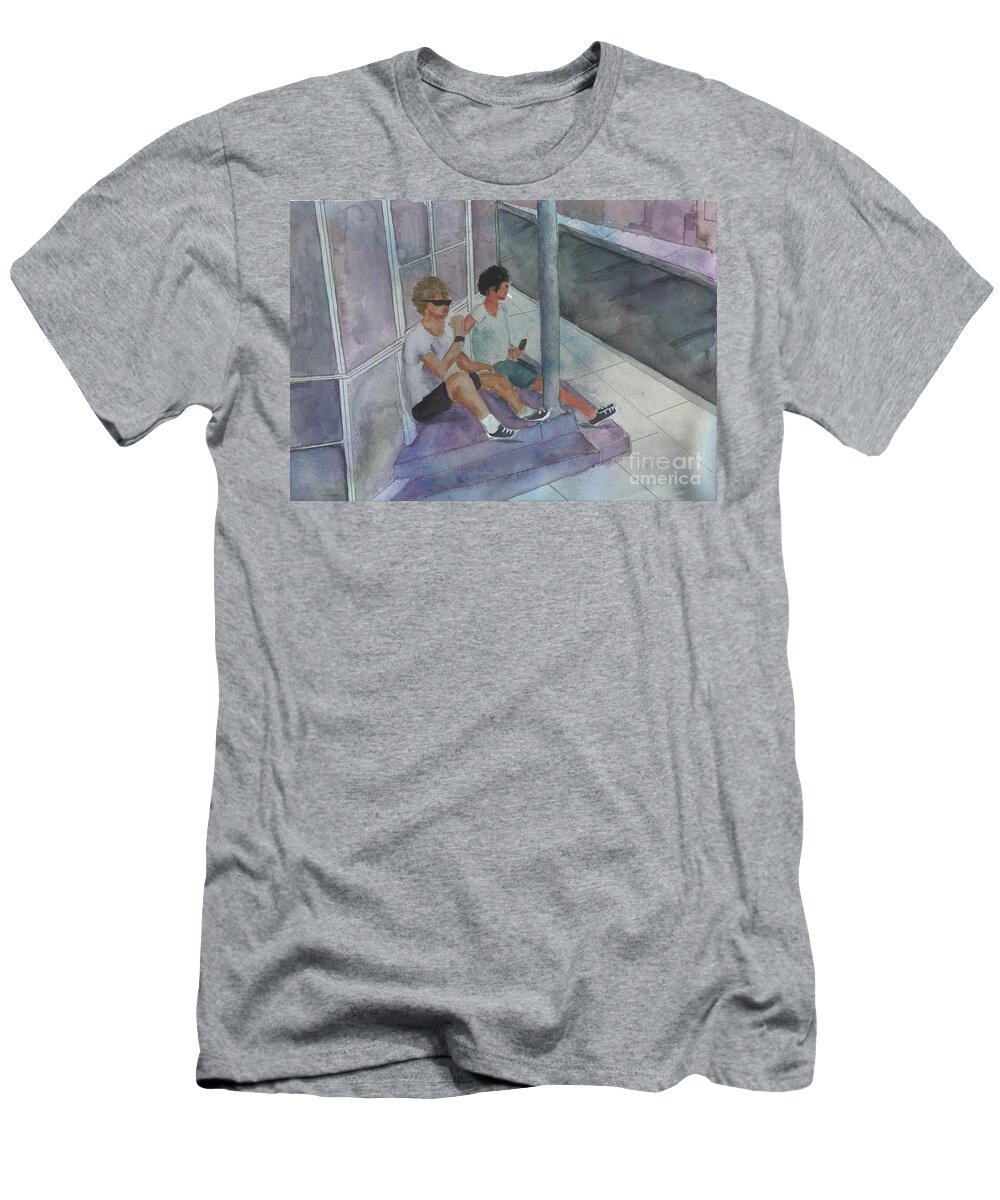 Teenage Attitude Circa 1965 T-Shirt featuring the painting Teenage Attitude circa 1965 by L A Feldstein