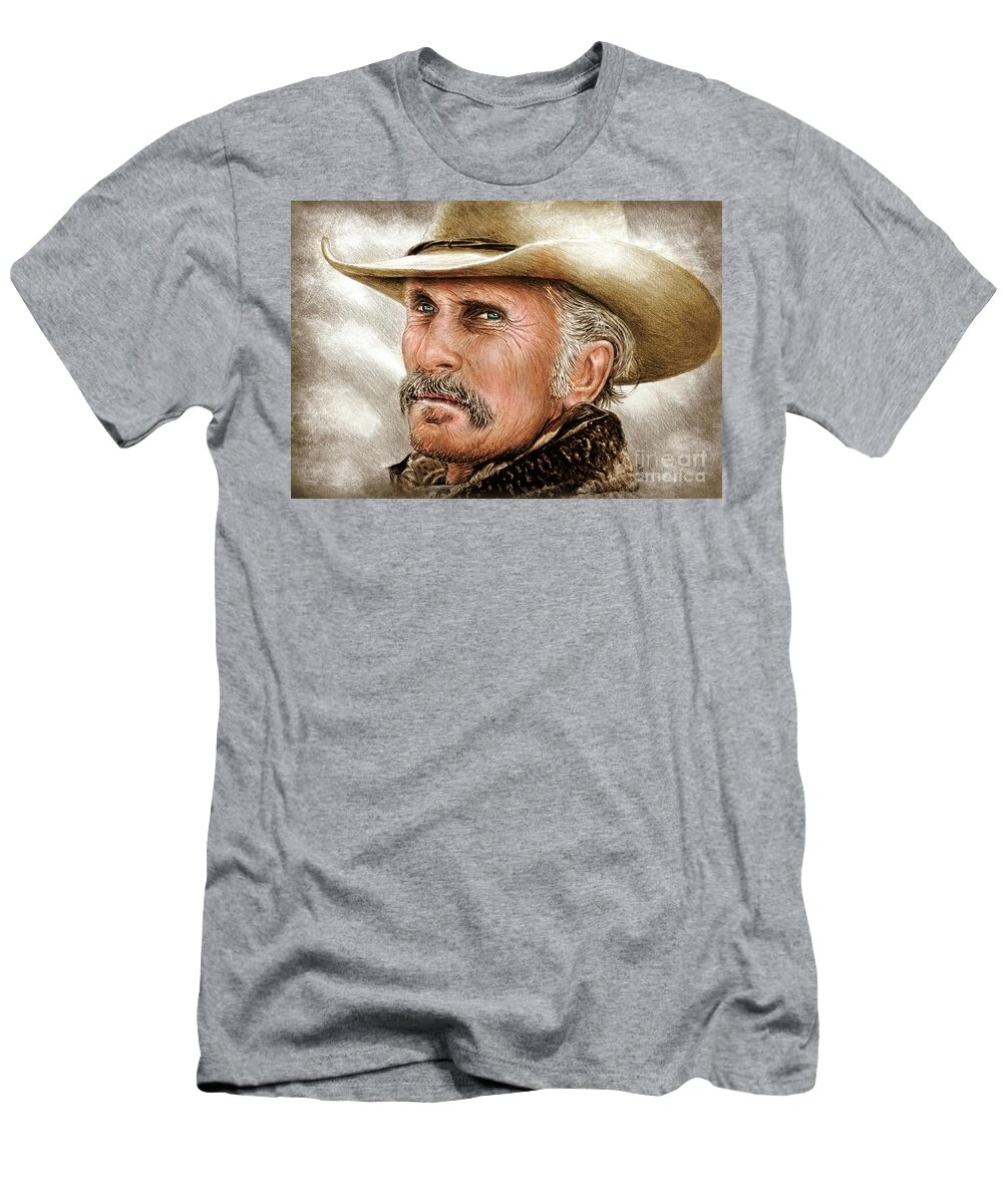 Augustus Mccrae T-Shirt featuring the drawing Augustus McCrae Texas Ranger by Andrew Read