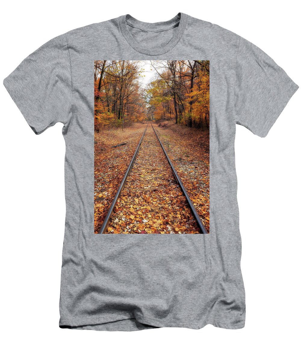 Railway T-Shirt featuring the photograph Autumn by Rail by Susan Rissi Tregoning