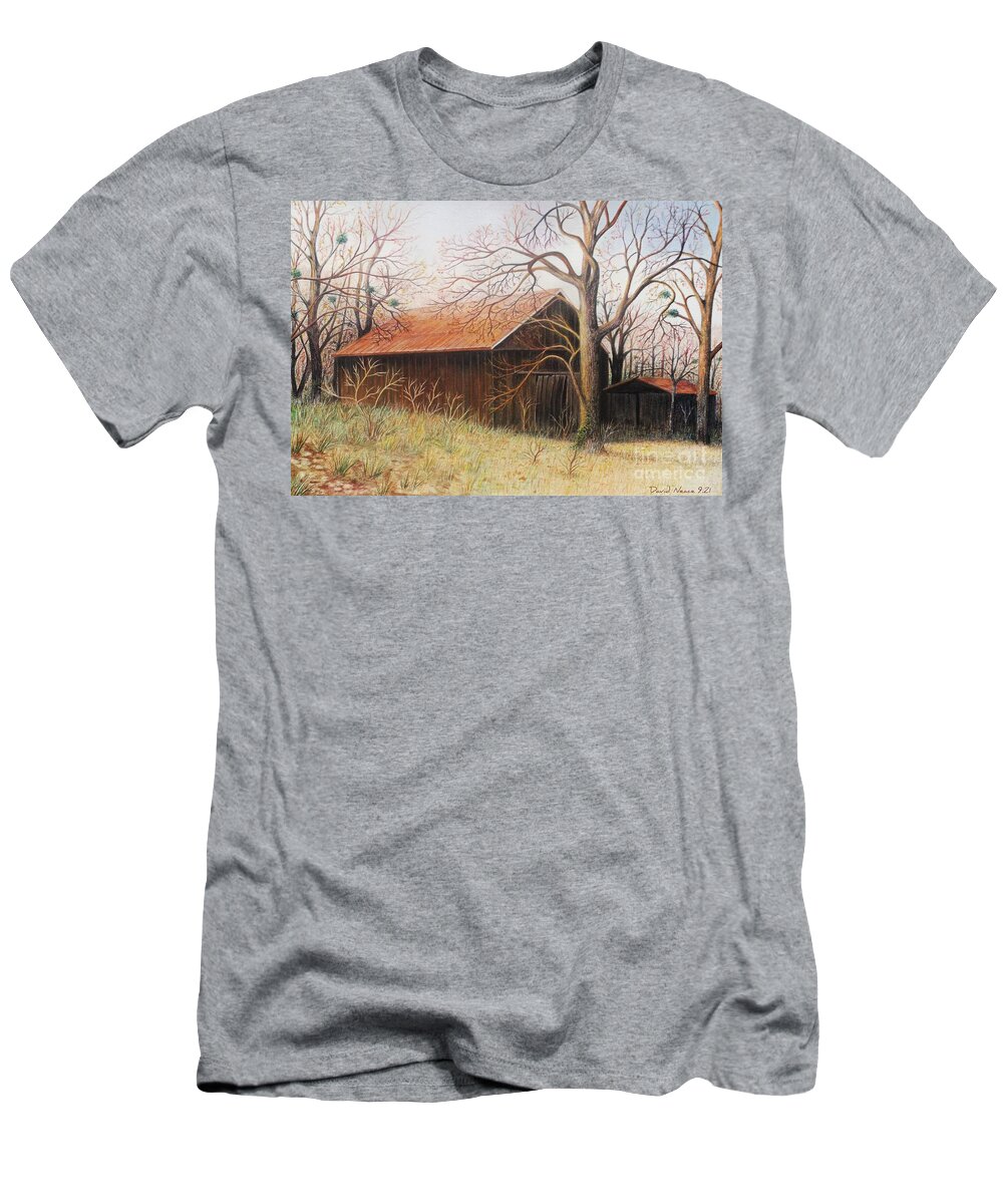 Tree T-Shirt featuring the drawing Autumn Morning by David Neace